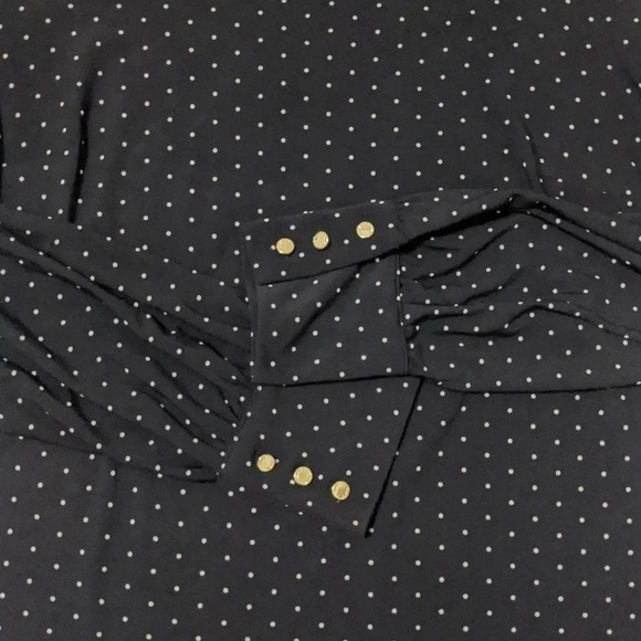 Anne Klein Long Sleeve Polka Dot Blouse, Color Black/White, Size M - Picture 7 of 12
